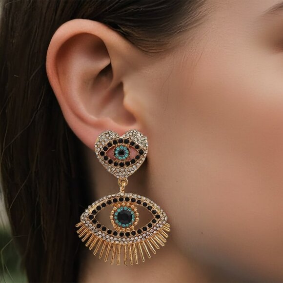 Chandelier Diamond 14K (or 18k upon request) Yellow Gold Eye Drop Earrings - Picture 3 of 4